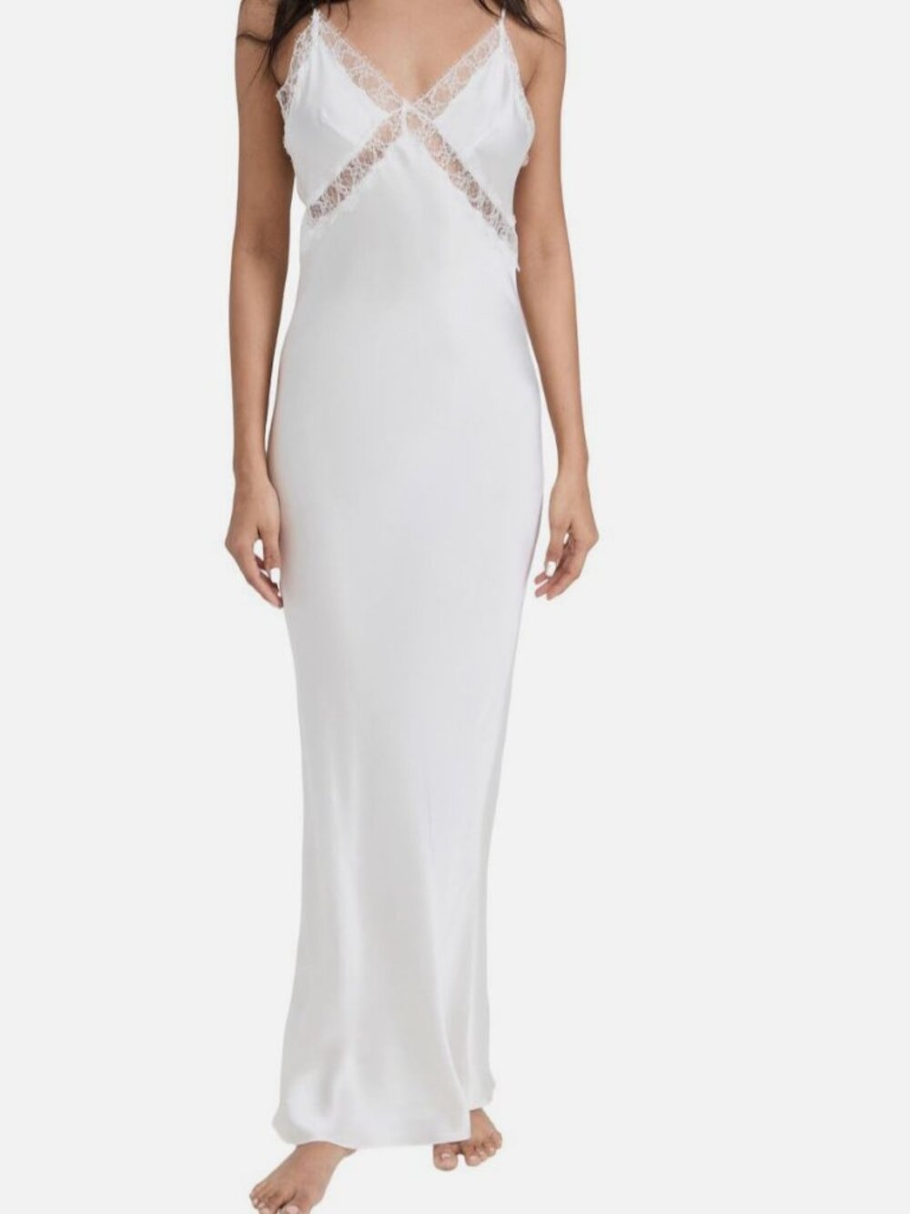 Kiki De Montparnasse Women's Ivory Silk Lace Trim V-Neck V-Neck Dress Size XS